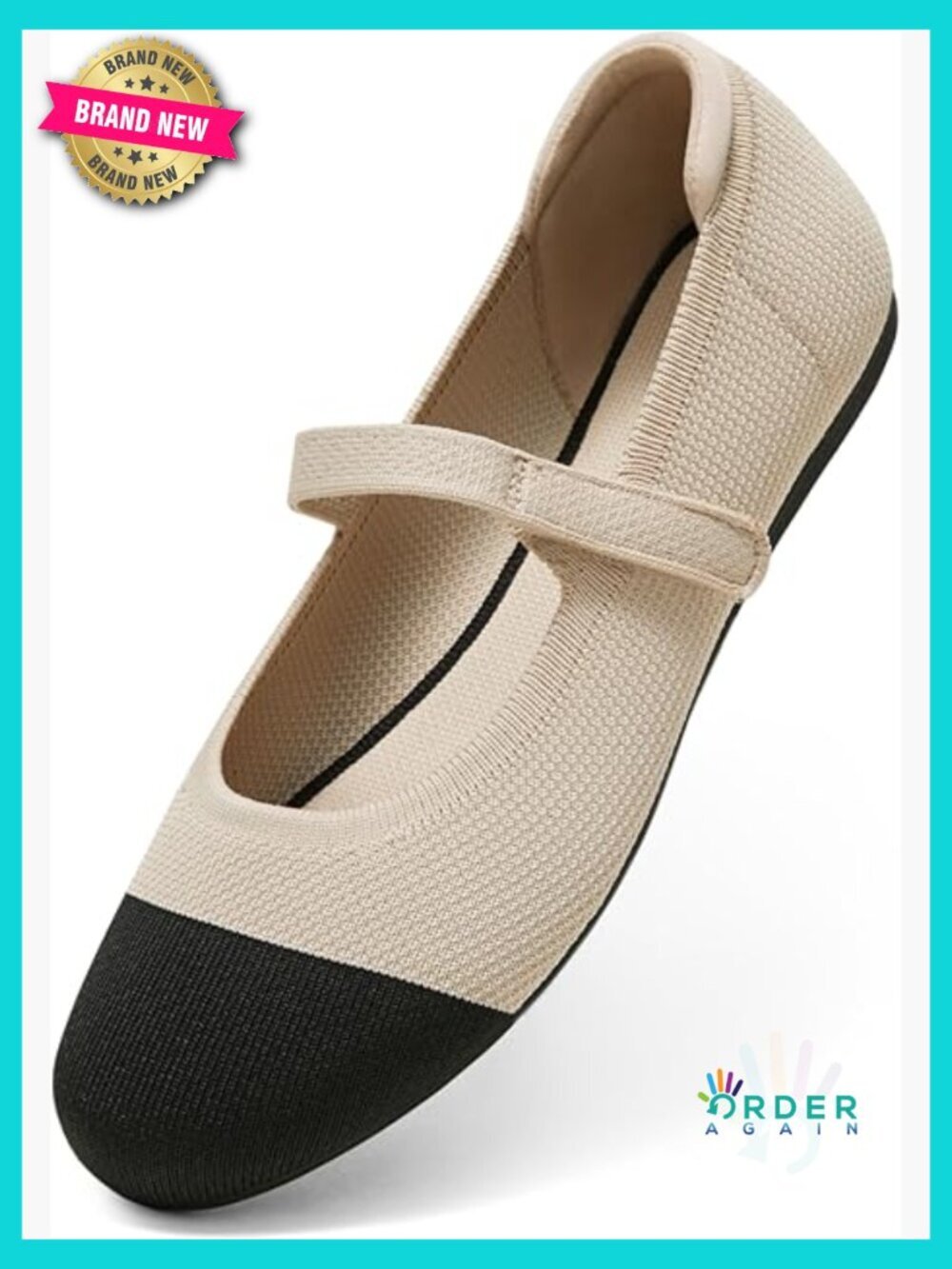 Round Toe Mary Jane Flats Adjustable Straps Washable Knit Slip On Shoes